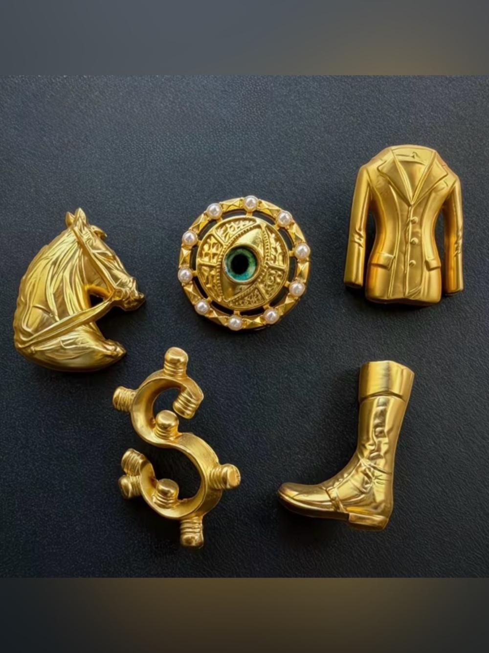 Schiaparelli Inspired Vintage Gold Decorative Buttons (5pcs)